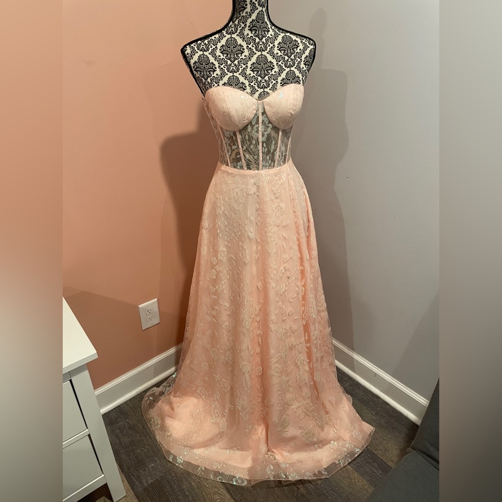ImPRESS Prom Dress, Size 3, Pink/Peach